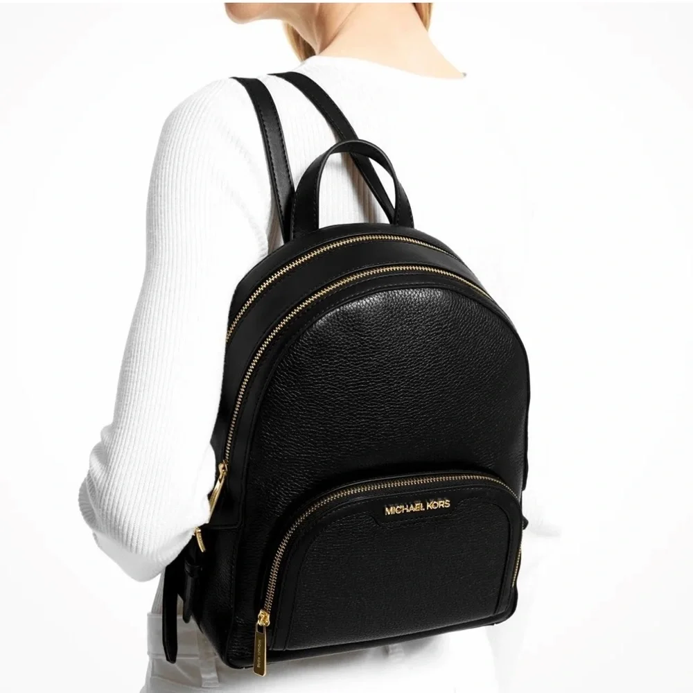 Michael Kors Backpack Bag Jaycee Md Pkt Backpack Leather Black NWT